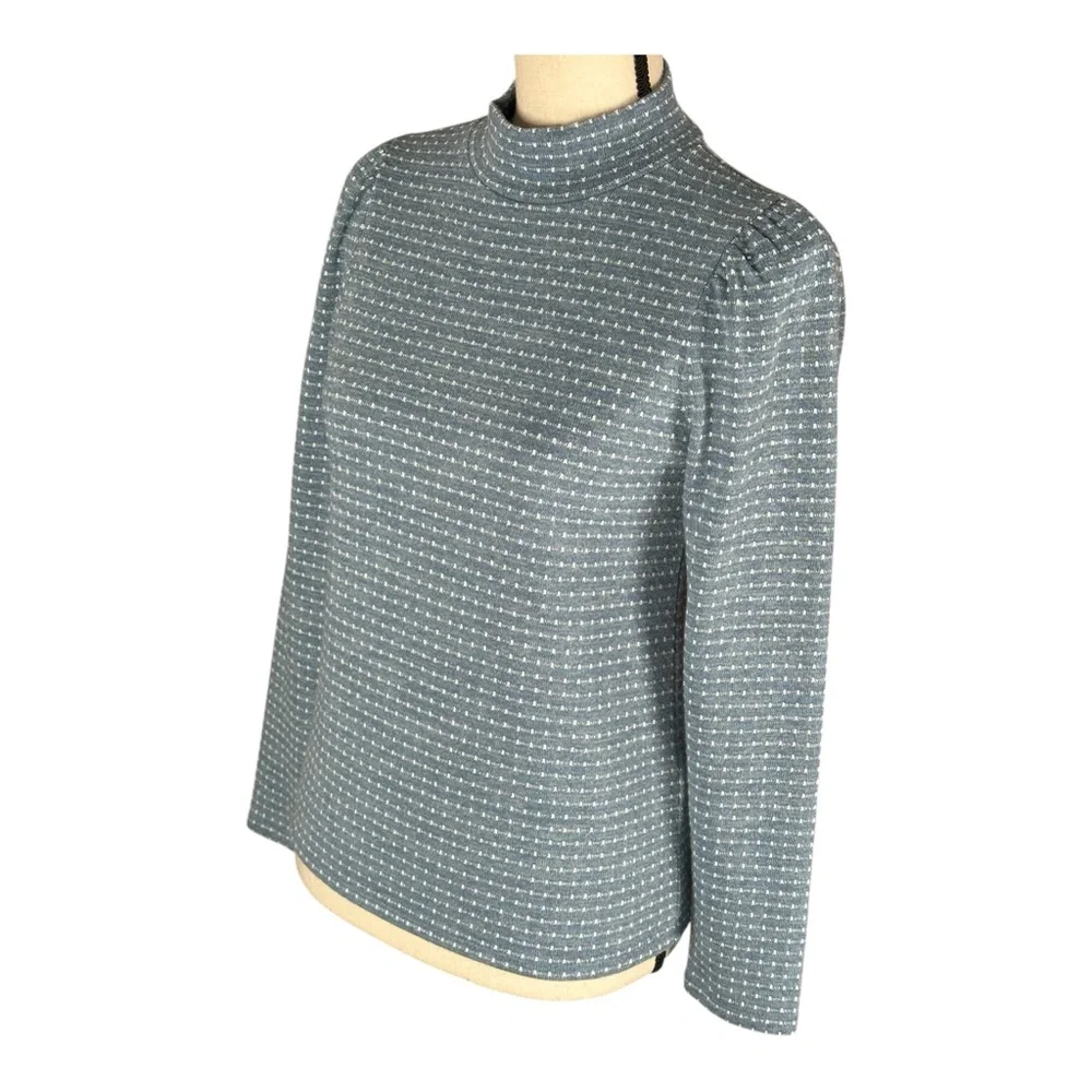 Womens Madewell Knit Top Size Small Blue Stretch Pullover High Neck‎